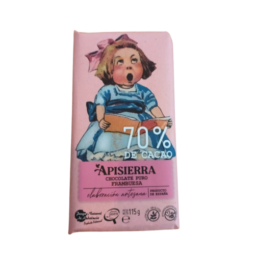 Tableta Chocolate Artesano con Frambuesa 115gr