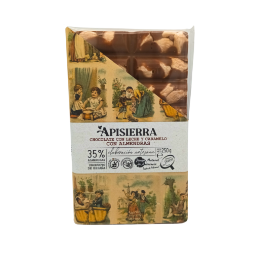 Tableta chocolate con leche y caramelo con almendras 300 gr